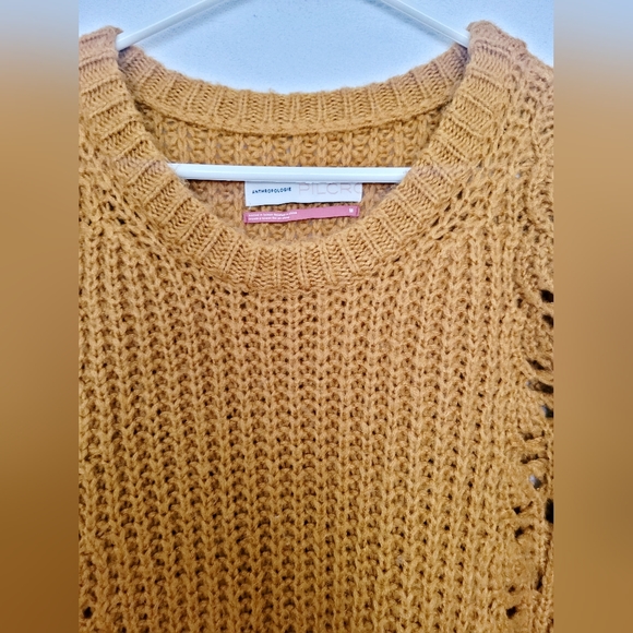 Anthropologie Pilcro Slouchy Oversized Sweater Devenne Pointelle Mustard Medium - Picture 16 of 16
